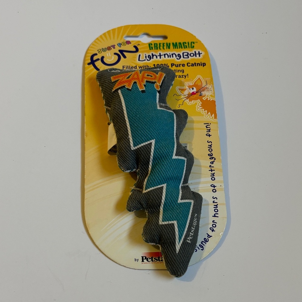 NEW Lightning Bolt Catnip Toy - Teal & Grey
